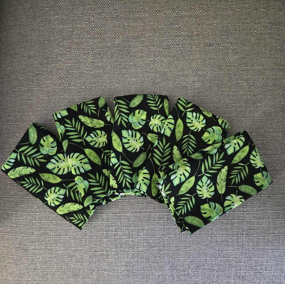 Create It Green Tropical Palms Black Background Fabric 5 Fat Quarters 18"x22" Ea